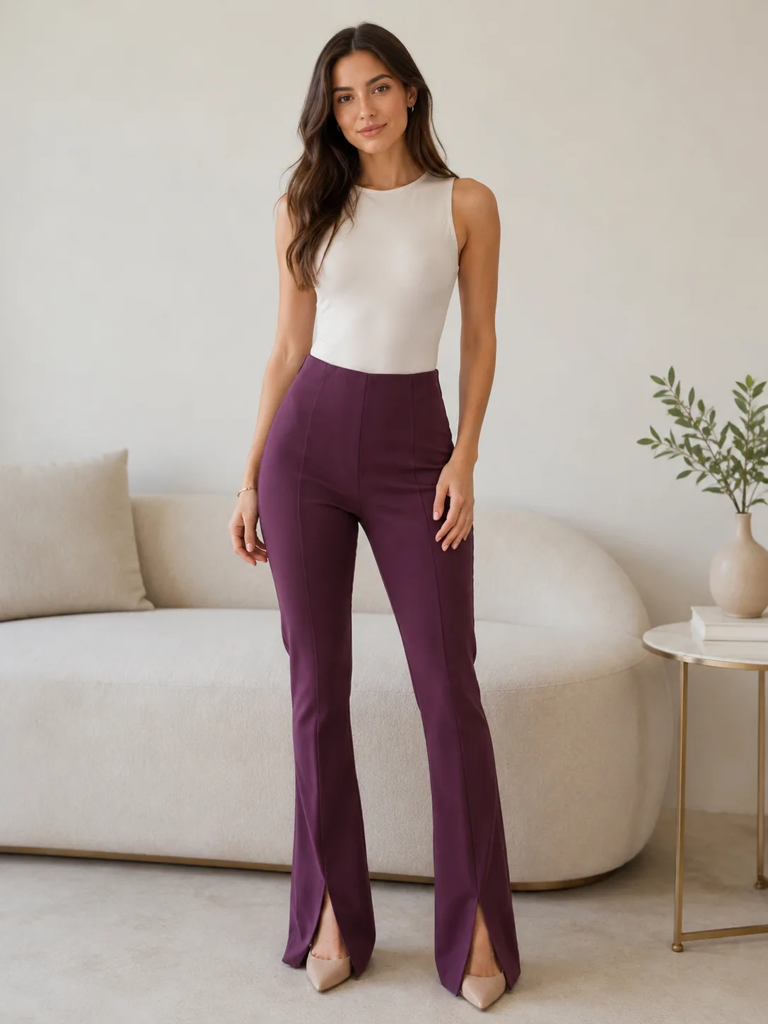 Pantalón punto Roma c/tajo mika