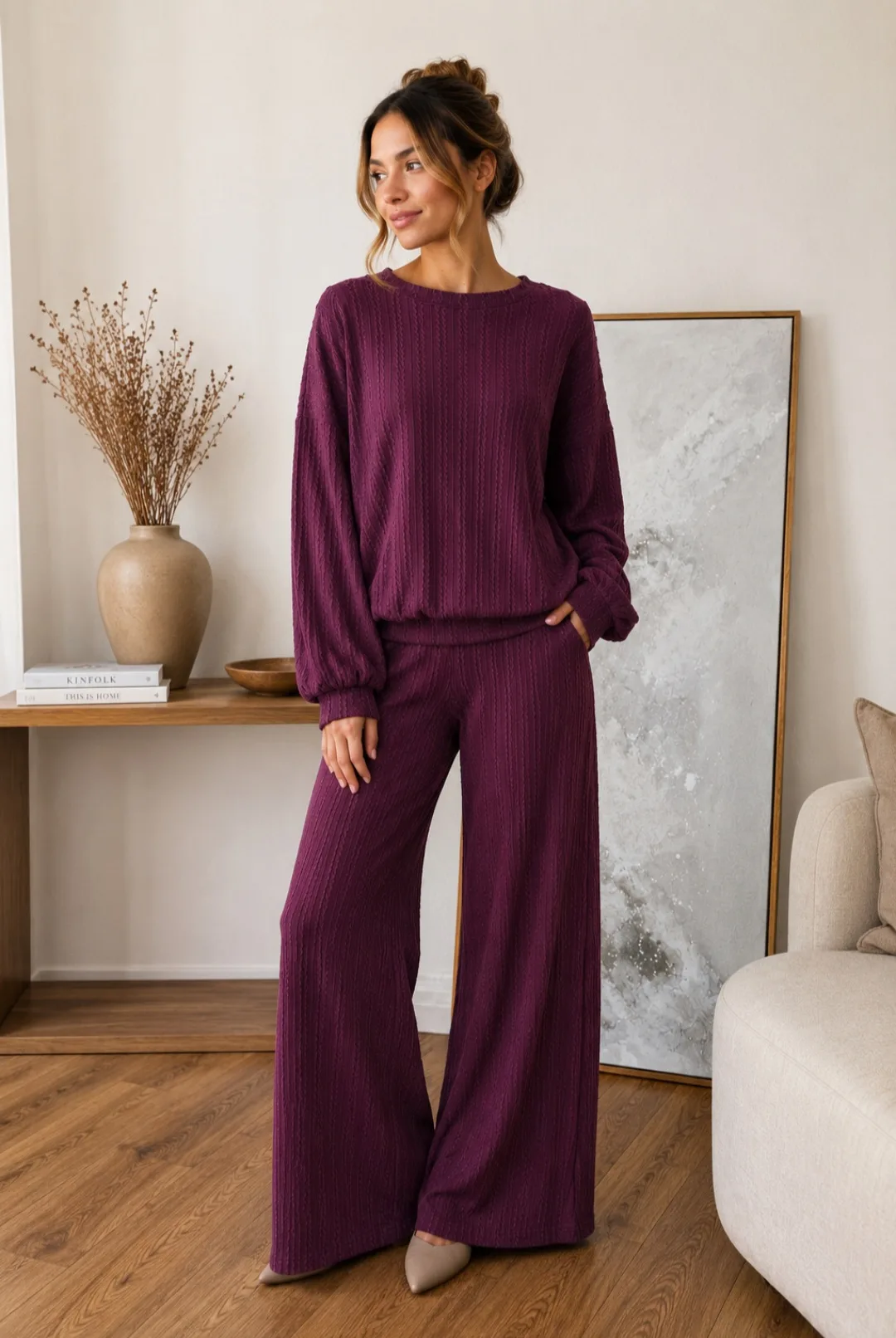 Conjunto tejido trenzado Brissa - BORDO, 4