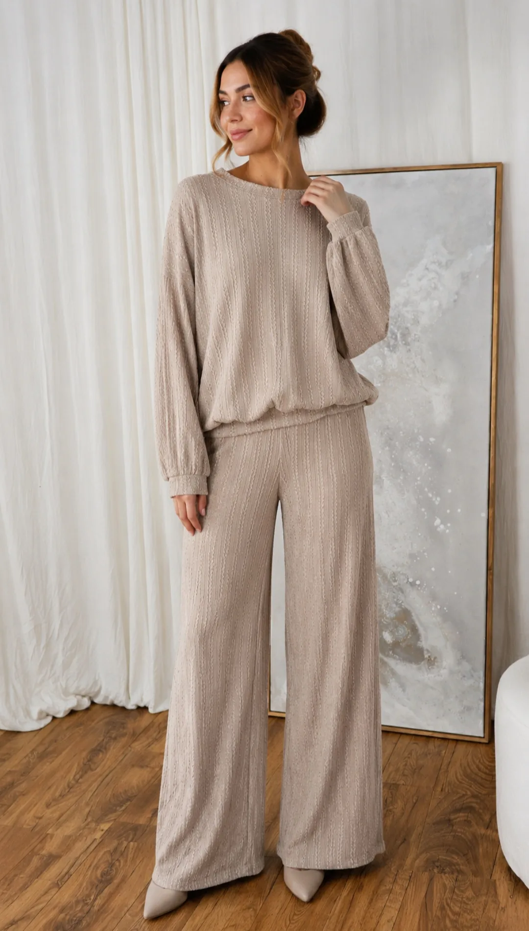 Conjunto tejido trenzado Brissa - Nude, 2