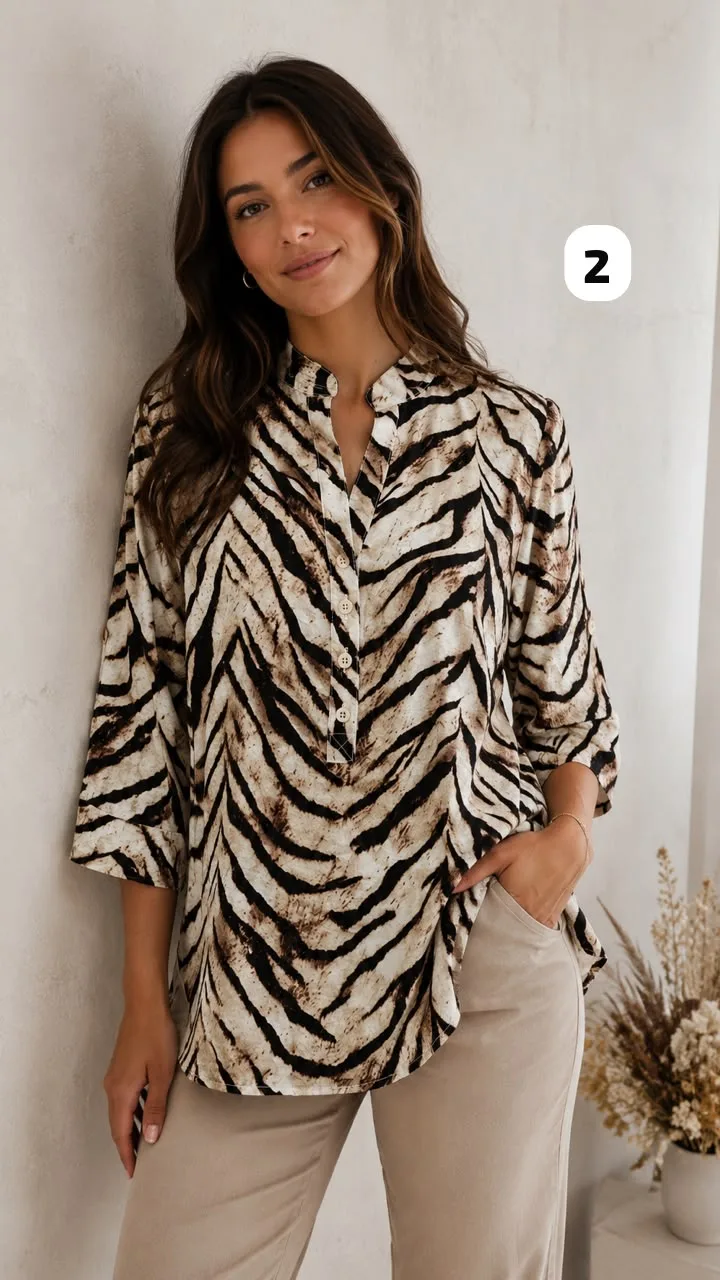 Alternative view of Camisola 3/4 cuello mao de Emilia estampada Kamil