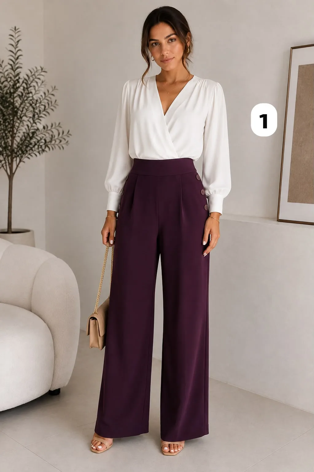 Pantalón sastrero nuevo sin bolsillo con pinzas atrás linda