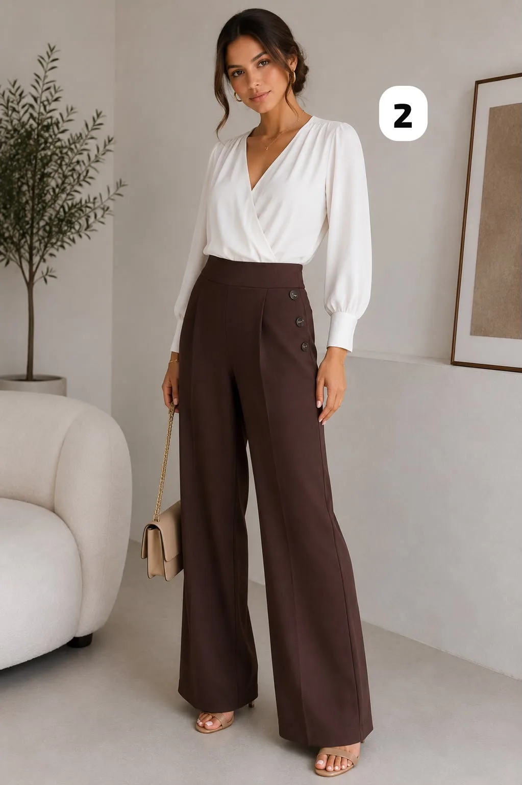 Alternative view of Pantalón sastrero nuevo sin bolsillo con pinzas atrás linda