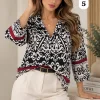 Camisa clásica manga 3/4 de Emilia estampada con guarda Tuli - Gaby Chic