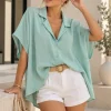 Camisa hombro caído escote V de Cey liso Tita - Gaby Chic