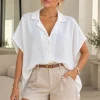 Camisa hombro caído escote V de Cey liso Tita - Gaby Chic (foto 2)