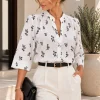 Camisa cuello mao 3/4 de cey estampado brodery Dulce - Gaby Chic