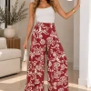 Maxi palazo con bolsillo y elástico atrás de lino estampado Marisa - Gaby Chic