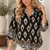 Camisa clásica manga 3/4 de emilia estampada con guarda tuli - Gaby Chic (foto 2)