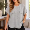 Camisola cuello mao alto manga corta con tapa bolsillo de lino cey denisse - Gaby Chic (foto 4)
