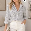 Camisa de Fibrana manga 3/4 estampada Guff - Gaby Chic
