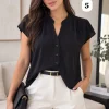 Camisa de Fibrana cuello mao - Gaby Chic (foto 5)