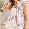 Camisola musculosa cuello mao escote V Emilia rayada Noelia - Gaby Chic (foto 7)