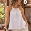 Musculosa cuello Halter fruncido con lazo de bambula Anna - Gaby Chic (foto 6)