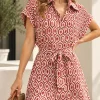 Vestido manga corta china con lazo y botones de Emilia estampada uva - Gaby Chic