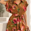 Vestido manga corta china con lazo y botones de Emilia estampada uva - Gaby Chic (foto 7)