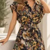 Vestido manga corta china con lazo y botones de Emilia estampada uva - Gaby Chic (foto 8)