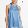 Musculosa trapecio con lazo en el cuello de saten liso malena - Gaby Chic (foto 3)