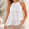 Musculosa trapecio con lazo en el cuello de saten liso malena - Gaby Chic (foto 4)