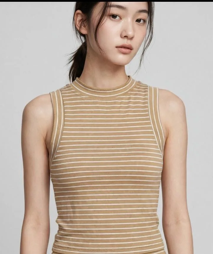Musculosa modal viscosa rayada cuello alto - Gaby Chic (foto 2)
