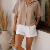 Camisa manga corta de cey liso hombro caído mafe - Gaby Chic (foto 4)