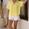 Camisa manga corta de cey liso hombro caído mafe - Gaby Chic