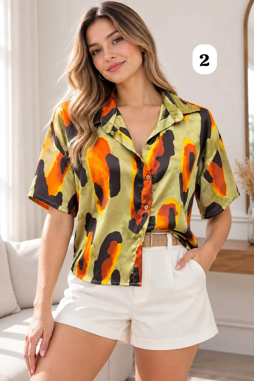 Camisa hawaiana de saten Estampado Premium Kuru [PARTE1] - Gaby Chic (foto 2)