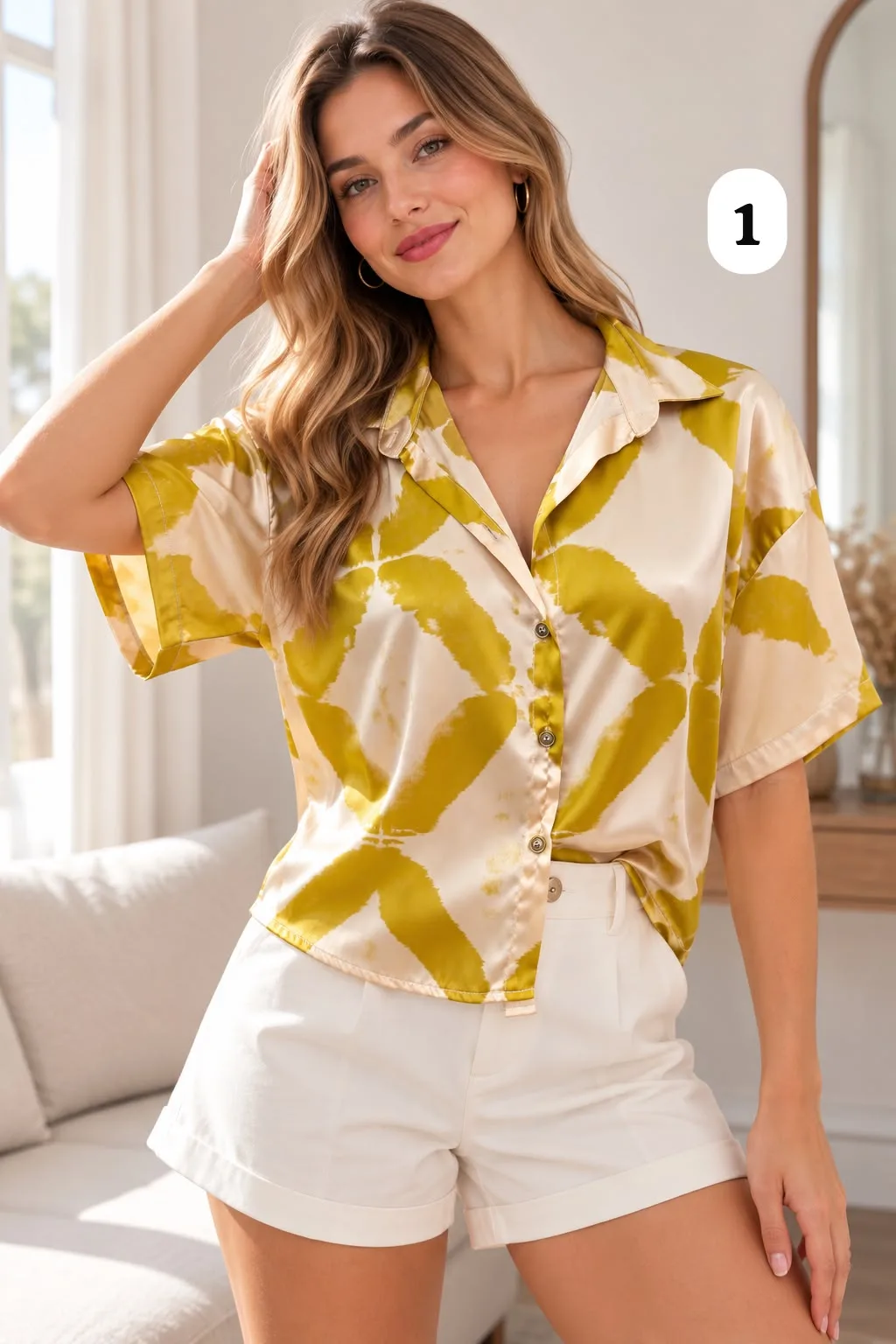 Camisa hawaiana de saten Estampado Premium Kuru [PARTE1] - Gaby Chic