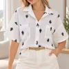 Camisa hawaiana de lino bordado estampado con bolsillos Eri - Gaby Chic (foto 3)