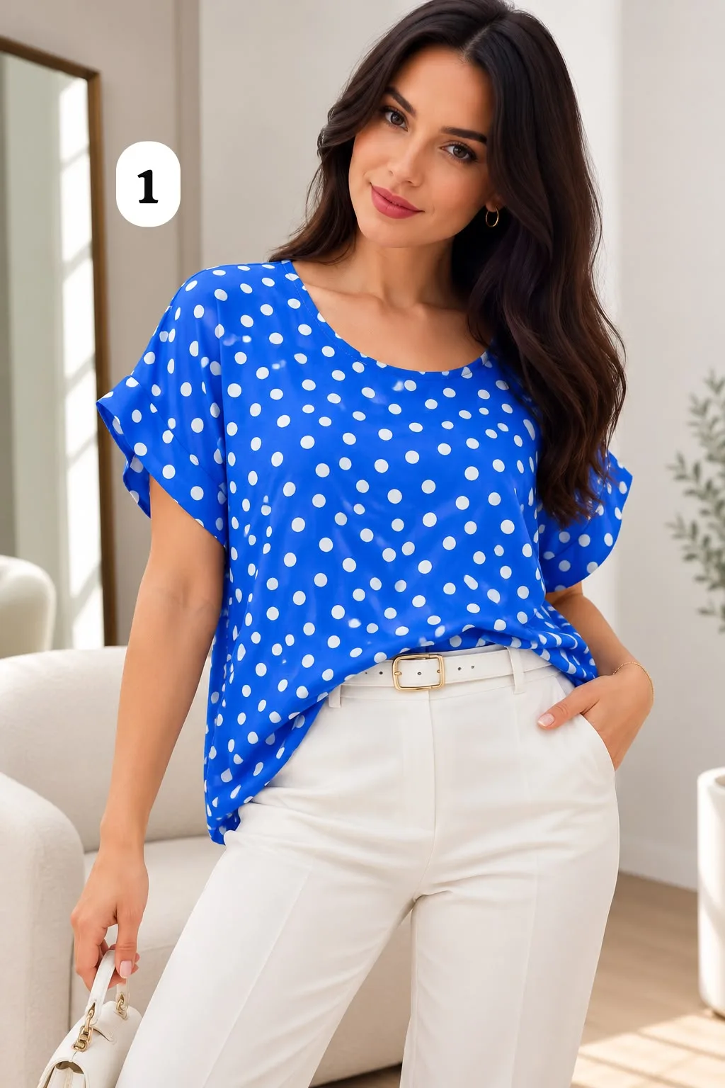 Blusa manga china de Fibrana estampada sin tajo ken
