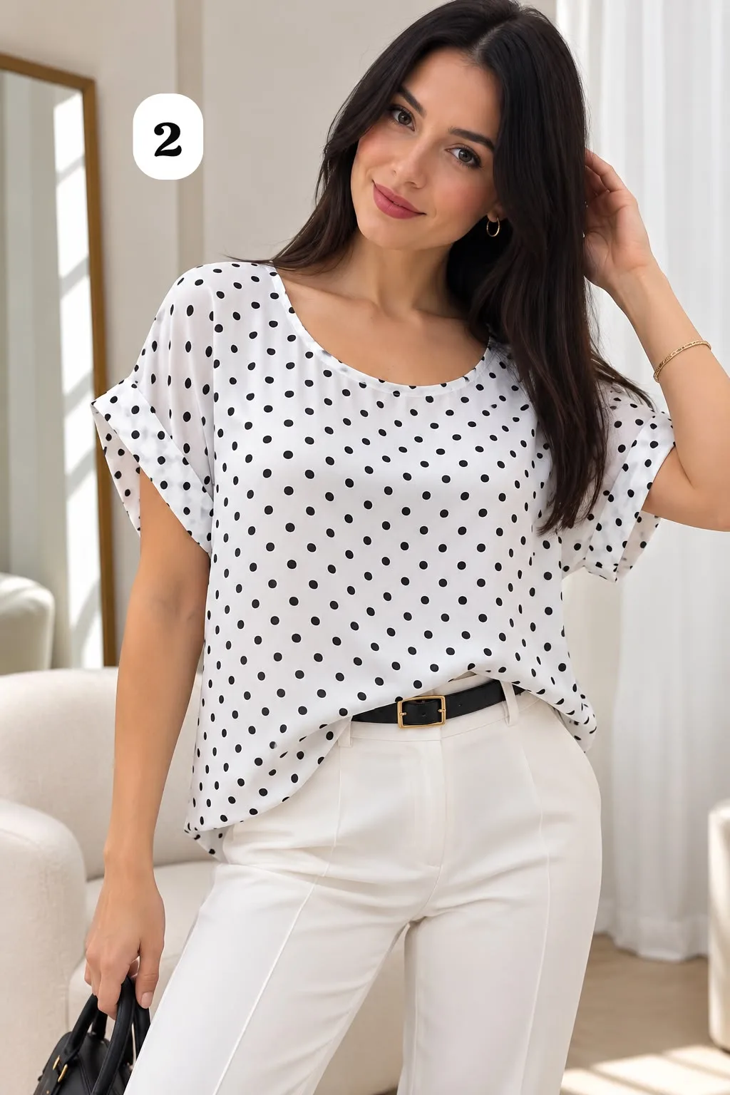 Alternative view of Blusa manga china de Fibrana estampada sin tajo ken